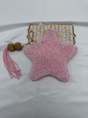 Beaded Pink Star Keychain with Tassel